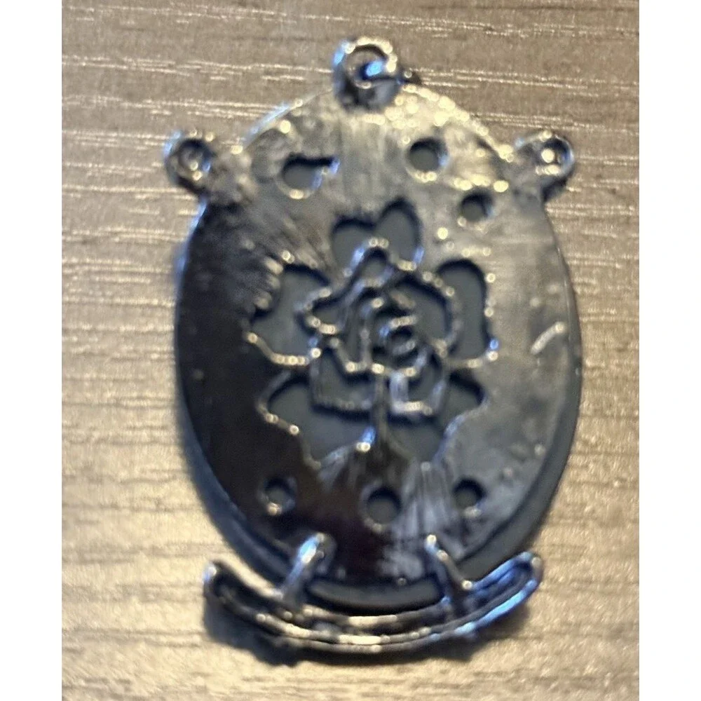 Owl Pendant Charm Black Faceted Rhinestones Silver Gray Tone